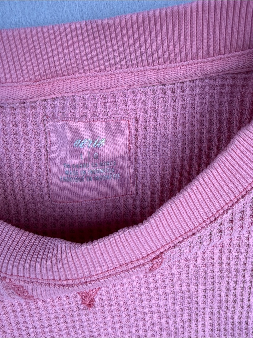 aerie Pink Waffle Knit Crew Sweater - Picture 2 of 4